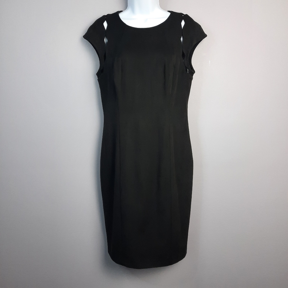 Lauren Ralph Lauren Solid Black Faux Suede Cutout Sheath Dress size 8